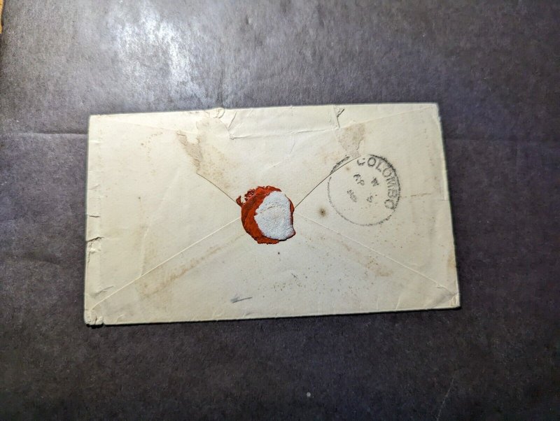 1895 British Ceylon Cover to Colombo Bristol Hotel Miss Moore