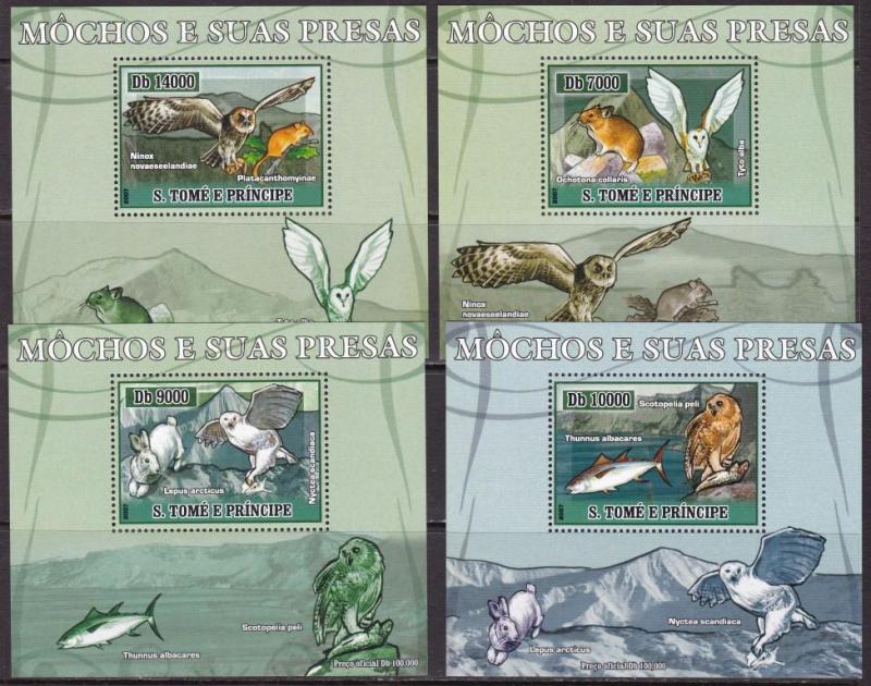 Sao Tome and Principe, Fauna, Birds, Owls, Animals LUX S/S MNH / 2007