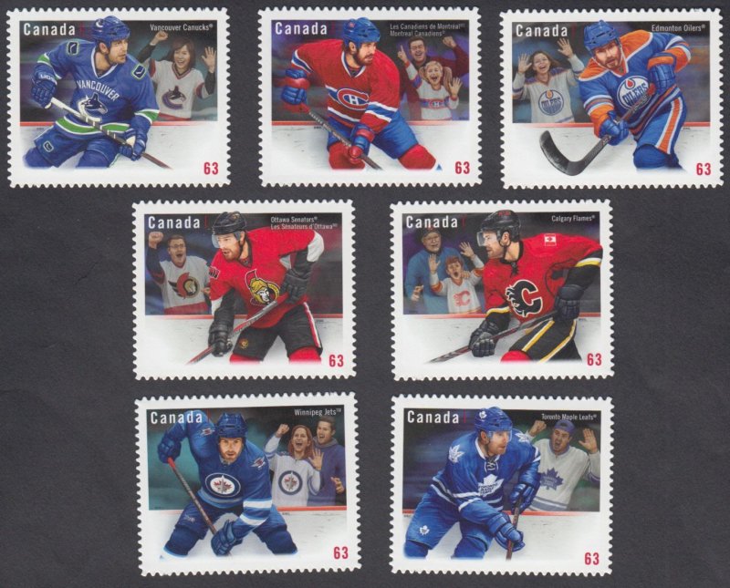 Canada - #2670i-2676i Canadian NHL Hockey Team Jerseys Die Cut Set of Seven- MNH