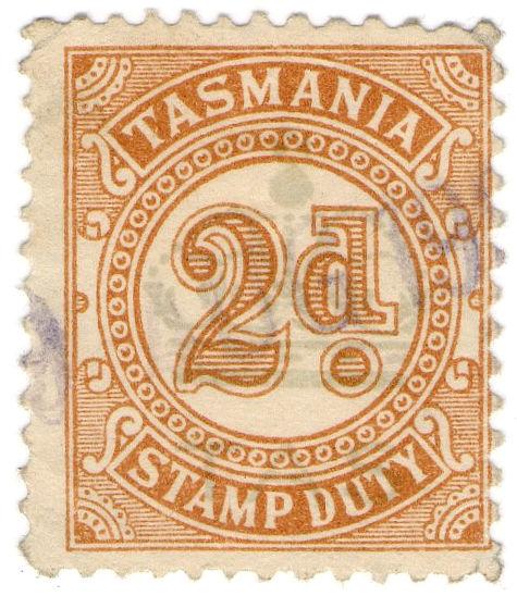 (I.B) Australia - Tasmania Revenue : Stamp Duty 2d (underprint)