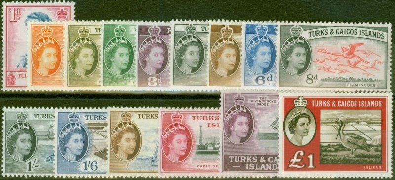 Turks & Caicos Is 1957 set of 15 SG237-253 V.F Very Lightly Mtd Mint