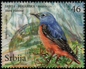 Serbia 458 - Used - 46d Common Rock Thrush (2009) (cv $1.70)