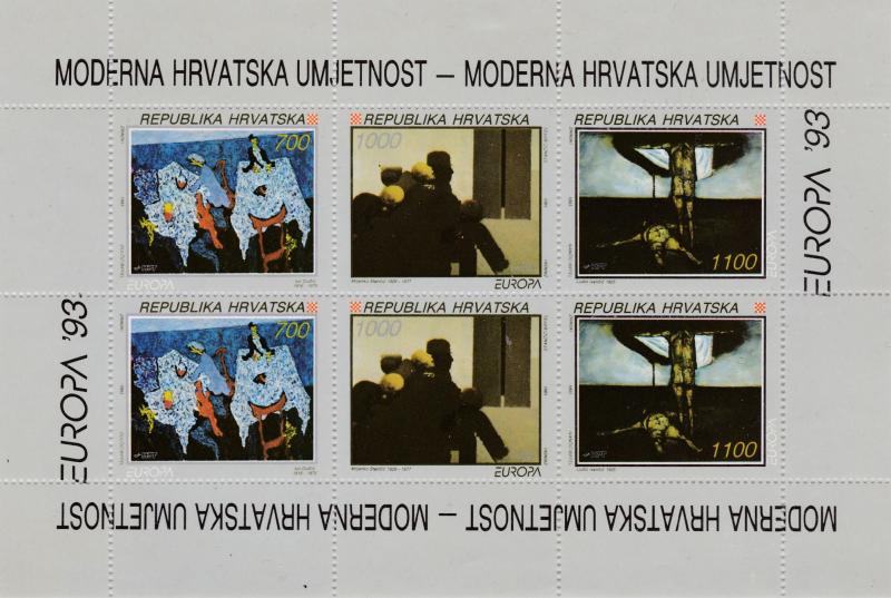 Croatia 1993 Europa Issue Honors Three Croatian Artists ART  VF/NH