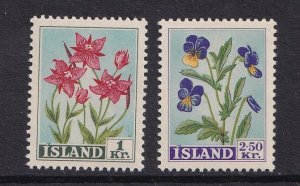Iceland    #309-310  MNH    1958   flowers