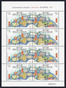 Macao 1001 sheet,1002,1002a overprinted,MNH. Gastronomy 1999.Dim Sum.