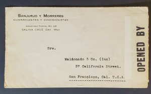 Salina Cruz Mexico to San Francisco California Double Censored Multi Frank Cover