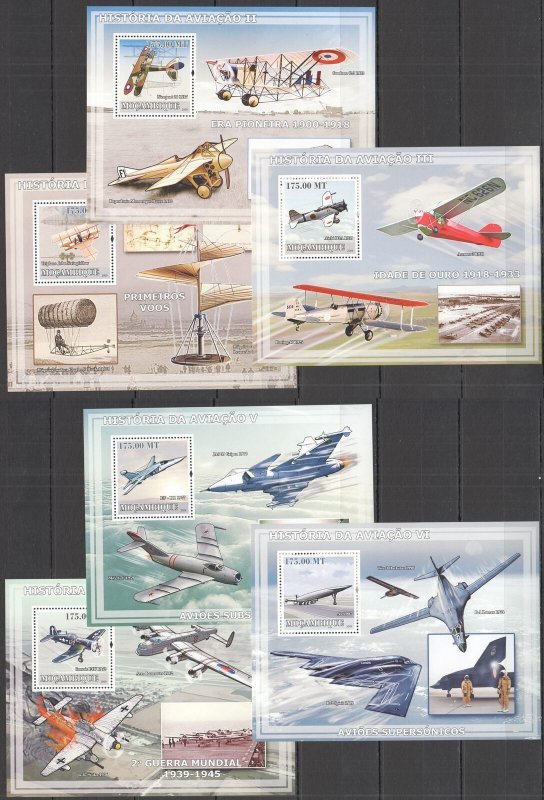 B0237 2009 Mozambique Aviation History Planes Military Aircrafts 6Bl Mnh