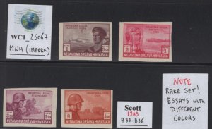 WC1_25067.CROATIA. Rare proofs of 1943 semi-postal set. Sc.B33-B36. MNH (imp.)