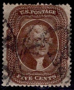 US Stamp #30A 5c Jefferson USED SCV $280. Nice margins for issue.