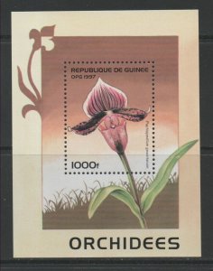 Thematic Stamps Plants - GUINEA REPUB 1997 ORCHIDS MS mint