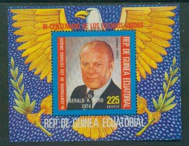 Eq Guinea Gerald Ford 7585 Souvenir Sheet MNH F-VF