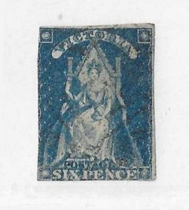 Victoria Sc #30 6p blue  imperf used FVF