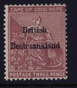 Bechuanaland 3 w/overprint on Cape of Good Hope stamp - mh 3 pence - CA wmk