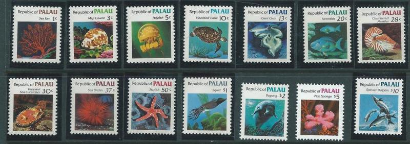 Palau #9-21set complete +#85 Marine Life  (MNH) CV $39.25