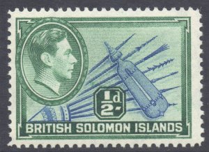 BSI Solomon Islands Scott 67 - SG60, 1939 George VI 1/2d MH*