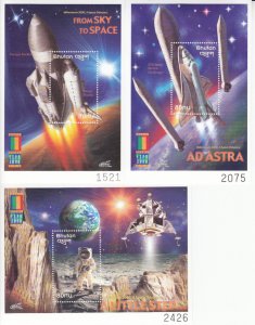 Bhutan MNH Scott # 1291-93 SPACE Souvenir sheet Value $ 15.00 US $$
