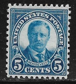 USA 637: 5c T Roosevelt, rotary press, single, MH, F-VF