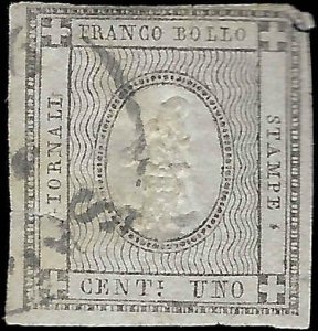 VEGAS - 1861 Sardinia, Italy Sc# P1 1c Newspaper Stamp - (FE61)