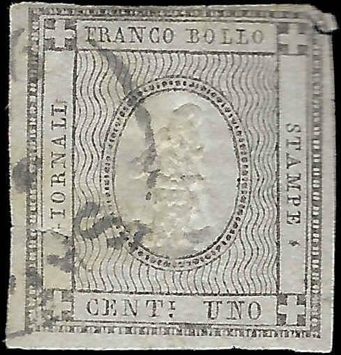 VEGAS - 1861 Sardinia, Italy Sc# P1 1c Newspaper Stamp - (FE61)