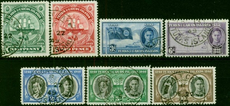 Turks & Caicos 1948 Set of 7 SG210-216 V.F.U