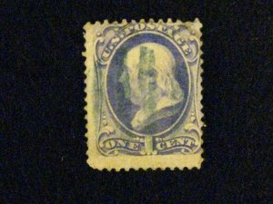 US #145 used blue cancel lightly creased top corners a208 755