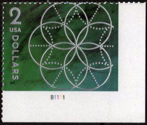 SC#5709 $2.00 Floral Geometry Plate Single (2022) SA