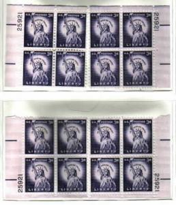 #1035 3c Liberty Plate Block Mint NH #25921 dry printed