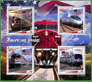 B1807 - SIERRA LEONE - ERROR MISPERF Stamp Sheet - 2023 - Ameracan Trains-