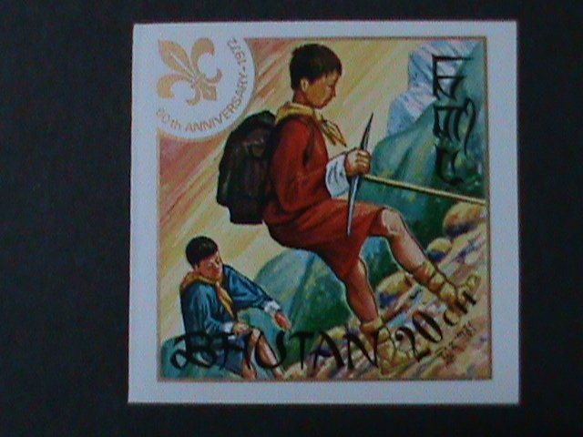 BHUTAN-1967-SC#86-86e BOY SCOUTS RARE IMPERF: GOLD OVPT. MNH-VF-57 YEARS OLD