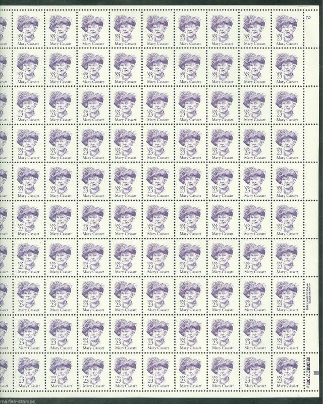 UNITED STATES 23c MARY CASSATT SHEET OF 10O  MINT NH