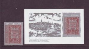 Lithuania Sc 565-6 1997 1st book stamp & sheet mint NH