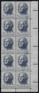 1213 Inking Error / EFO Ink Smear block of 10 George Washington Mint NH