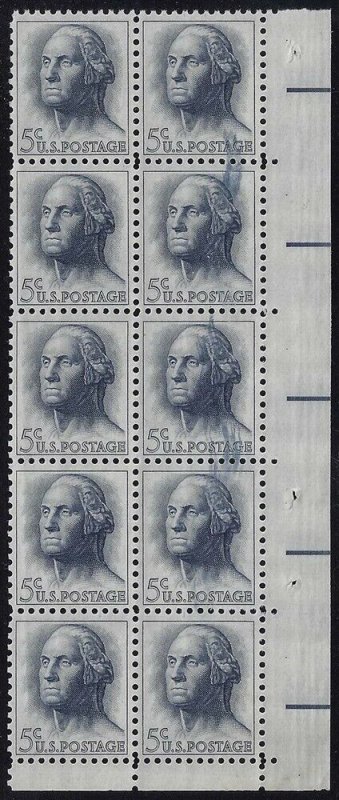 1213 Inking Error / EFO Ink Smear block of 10 George Washington Mint NH