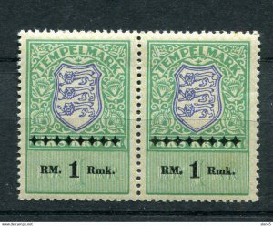 Estonia Germany Occ WW2 Revenue Ovpt with RM  No302 Pair  MNH 11777