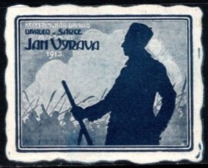 1913 Czechoslovakia Poster Stamp The Play Jan Výrava (FA Šubert) Theater Šárka