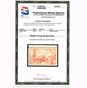 EXCEPTIONAL GENUINE SCOTT #1028 MINT PRISTINE OG NH PSE CERT GRADED XF-SUPERB-95