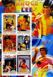 Union of Myanmar 2001 BRUCE LEE Martial Artist Sheetlet (6) Perforated MNH