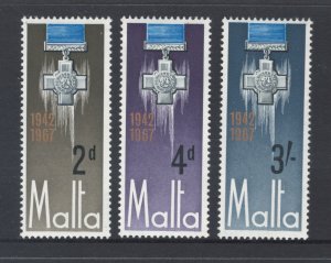 Malta 1967 25th Anniversary of Award of the George Cross Scott # 361 - 363 MH