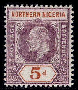 NORTHERN NIGERIA EDVII SG24b, 5d dull purple & chestnut LH MINT. Cat £40. CHALKY