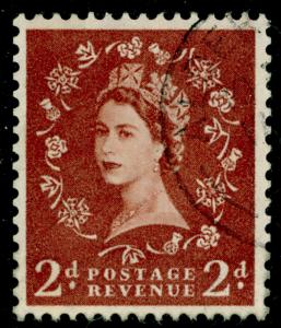 SG613, 2d light red-brown (1 band), VFU, CDS. Cat £18. I BAND.