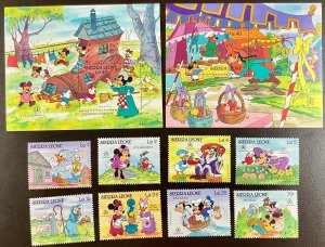 Sierra Leone 2 Disney Mother Goose Fairytales Souvenir Sheets plus 8 singles