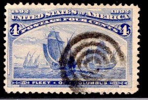 US Stamp #233 4c Columbian USED SCV $8.00