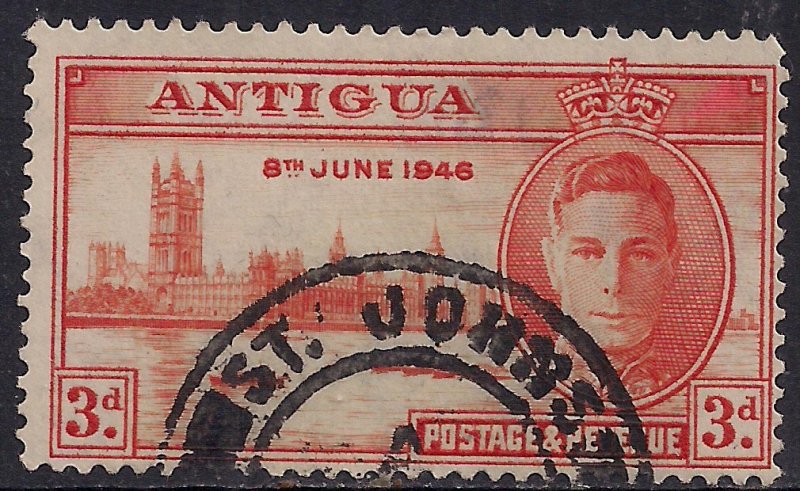 Antigua 1946 KGV1 3d Red Orange SG 111 ( T487 )