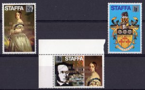 Staffa 1965 IN MEMORIUM OF SIR WINSTON CHURCHILL Set (3) ovpt.Gold MNH