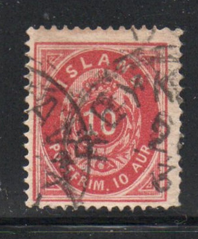 Iceland  Sc 11 1876 10 aur carmine stamp used