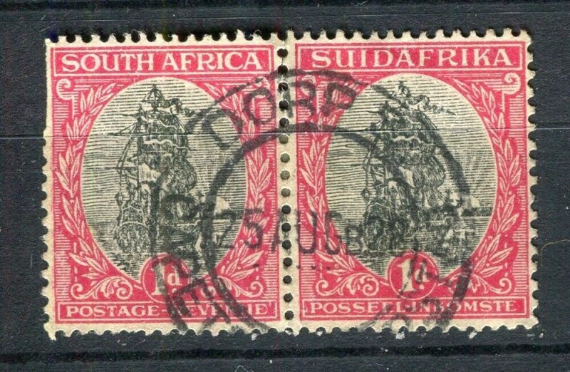 SOUTH AFRICA; 1920s-30s Dromedarius issue 1d. fine used POSTMARK Pair