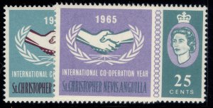 ST CHRISTOPHER, NEVIS & ANGUILLA QEII SG149-150, 1965 co-operation set, LH MINT.