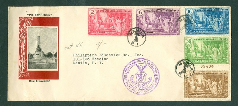Philippines,USA FDC. Cachet 1935. Commonwealth Issue. Complete Set.