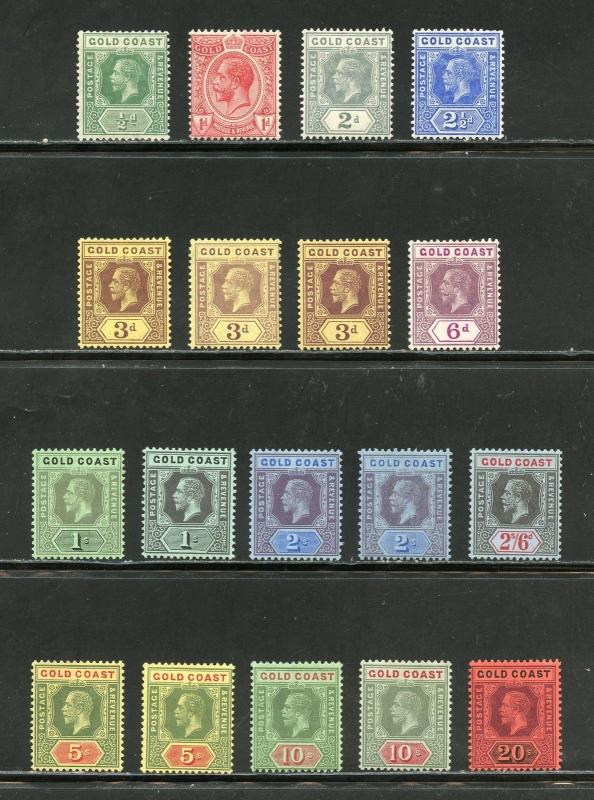 GOLD COAST GEO V  SCOTT#69/82W/73a75a76a79b GIBBONS#70/84 77b77e79d 80b 82b MINT