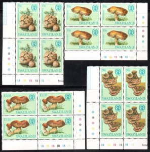 Swaziland - 1984 Fungi Plate Block 1B Set MNH** SG 462-465